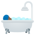 🛀🏾 person taking bath: medium-dark skin tone display on JoyPixels